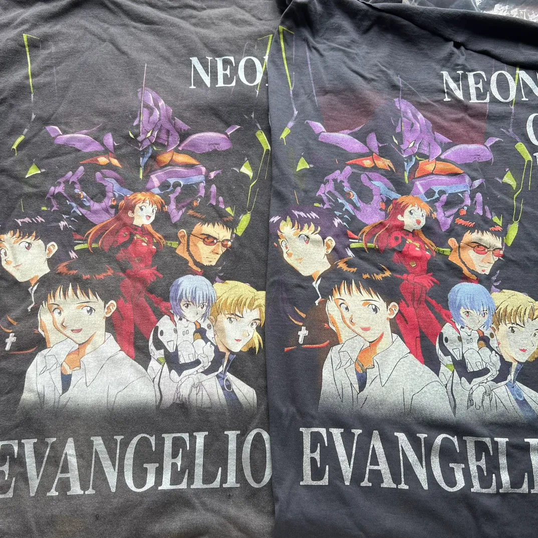 Printing proofing (too many colors, individual color proofing has deviations, has been modified for large quantities) SAINT Mxxxxxx × EVANGELION NEON GNSIS TEE/BLK joint model Neon Genesis Evangelion distressed short-sleeved, washed black S-XL